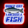 Brightly lit humorous fishing parody song quote wall decor statement