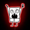 Brightly lit, colorful, and quirky DoodleBob from Bikini Bottom signage