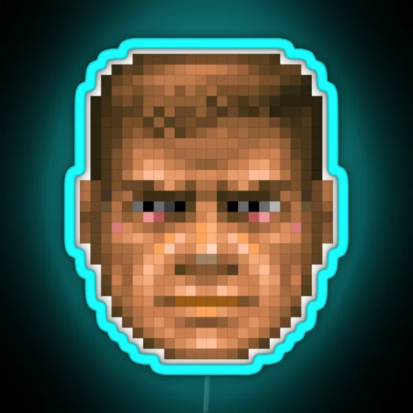 DOOM HEALTH INDICATOR FACE RGB Neon Sign