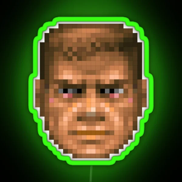 DOOM HEALTH INDICATOR FACE RGB Neon Sign