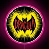 Vampire themed Dracula logo in vibrant colorful RGB neon lights.