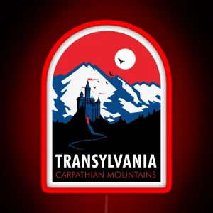 Dracula Transylvanian Travel Poster RGB Neon Sign