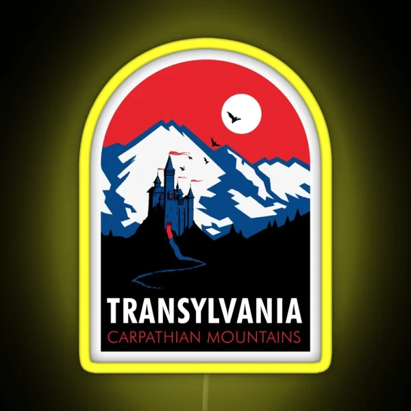 Dracula Transylvanian Travel Poster RGB Neon Sign