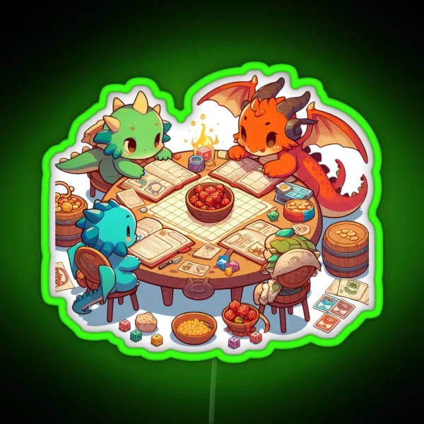 Dragons Playing Dnd RGB Neon Sign