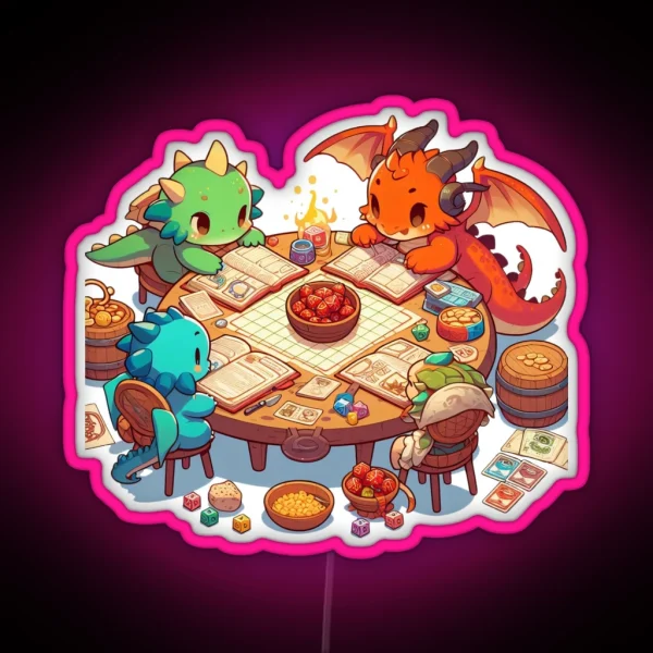 Dragons Playing Dnd RGB Neon Sign