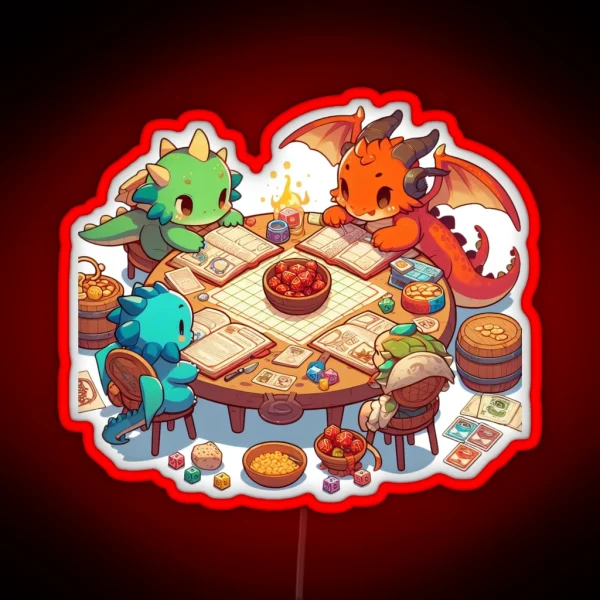 Dragons Playing Dnd RGB Neon Sign