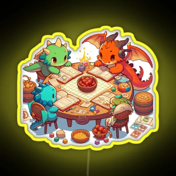 Dragons Playing Dnd RGB Neon Sign