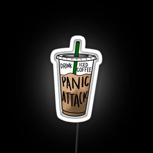 Drink Iced Coffee Panic Attack RGB Neon Sign