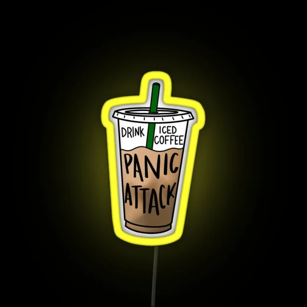 Drink Iced Coffee Panic Attack RGB Neon Sign
