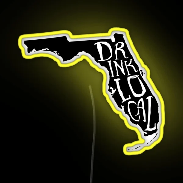 Drink Local Florida State Outline Craft Beer RGB Neon Sign