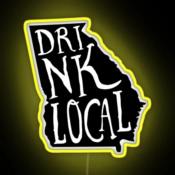 Drink Local Georgia State Outline Craft Beer RGB Neon Sign