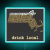 Neon sign promoting local Massachusetts beer culture in bold letters.