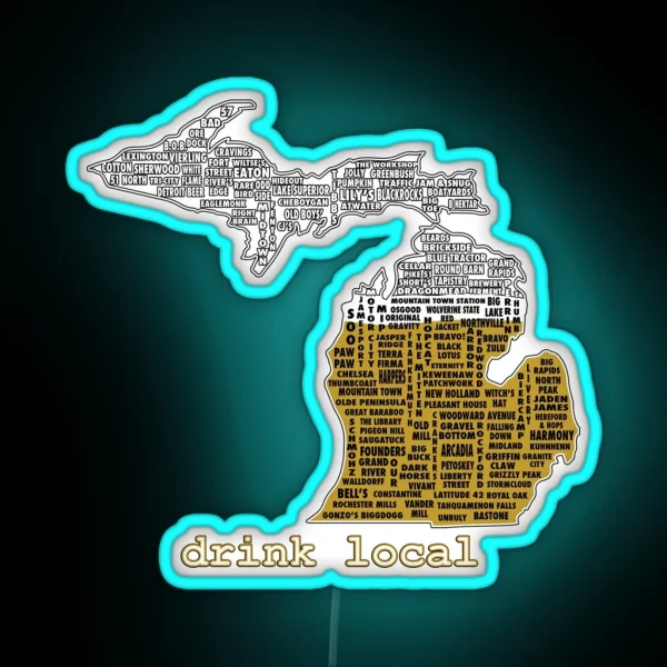 Drink Local MI With Outline RGB Neon Sign