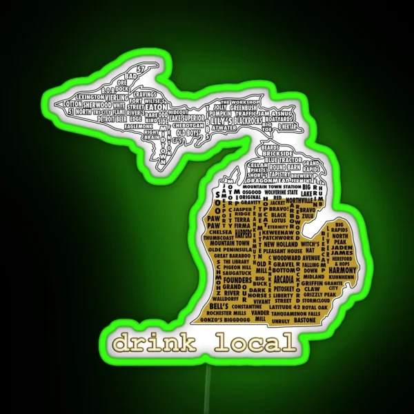 Drink Local MI With Outline RGB Neon Sign