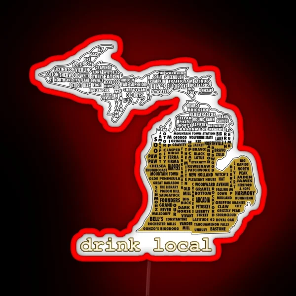 Drink Local MI With Outline RGB Neon Sign