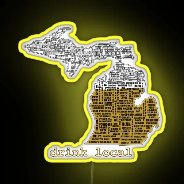 Drink Local MI With Outline RGB Neon Sign