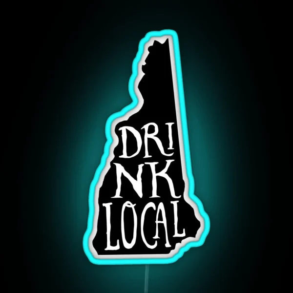 Drink Local New Hampshire State Outline Craft Beer RGB Neon Sign