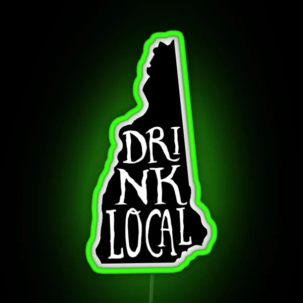 Drink Local New Hampshire State Outline Craft Beer RGB Neon Sign