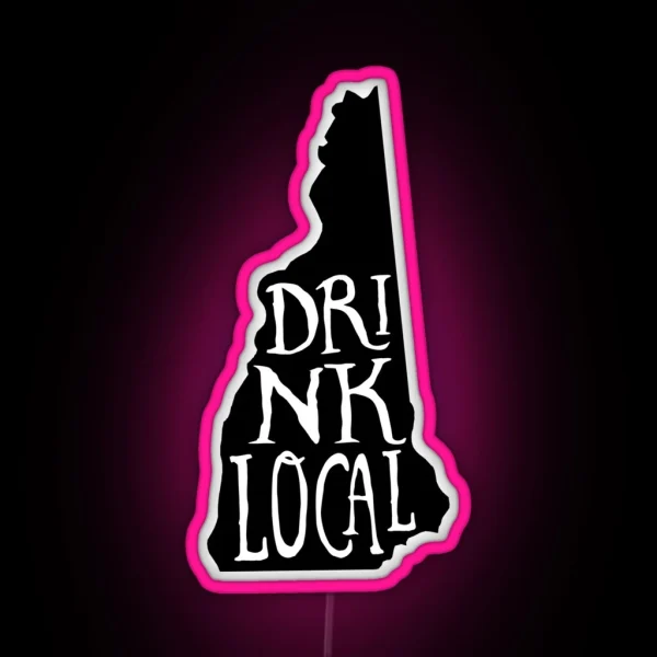 Drink Local New Hampshire State Outline Craft Beer RGB Neon Sign