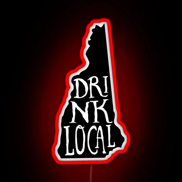 Drink Local New Hampshire State Outline Craft Beer RGB Neon Sign