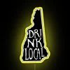 LED outline of New Hampshire state map with craft beer theme.