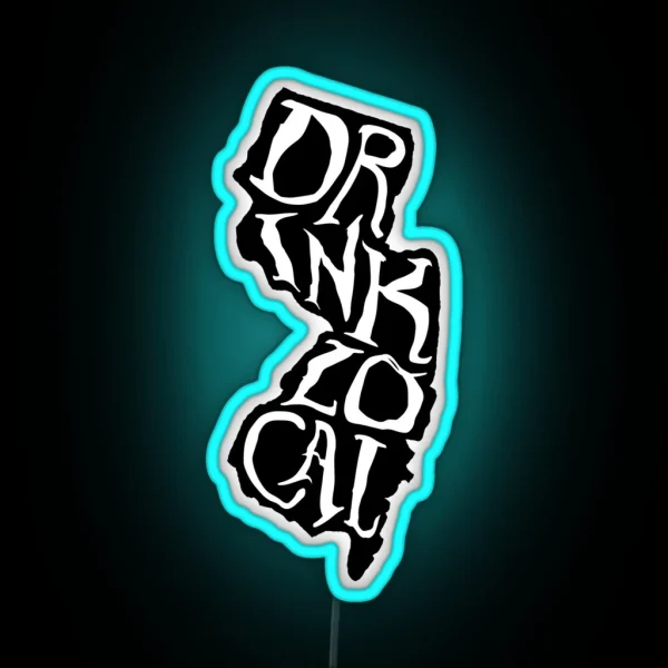 Drink Local New Jersey State Outline Craft Beer RGB Neon Sign