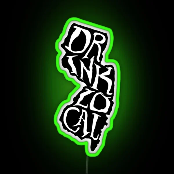 Drink Local New Jersey State Outline Craft Beer RGB Neon Sign