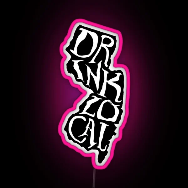Drink Local New Jersey State Outline Craft Beer RGB Neon Sign