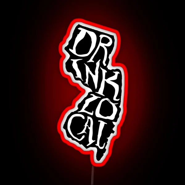 Drink Local New Jersey State Outline Craft Beer RGB Neon Sign