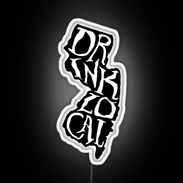 Drink Local New Jersey State Outline Craft Beer RGB Neon Sign