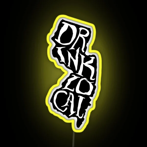 Drink Local New Jersey State Outline Craft Beer RGB Neon Sign