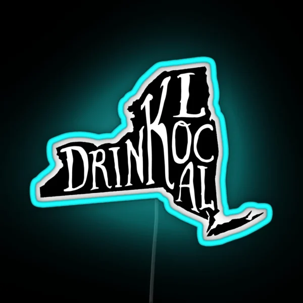 Drink Local New York State Outline Craft Beer RGB Neon Sign