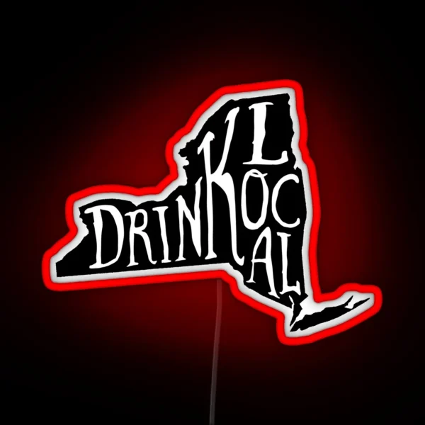Drink Local New York State Outline Craft Beer RGB Neon Sign