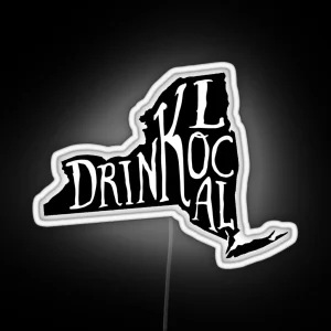 Drink Local New York State Outline Craft Beer RGB Neon Sign