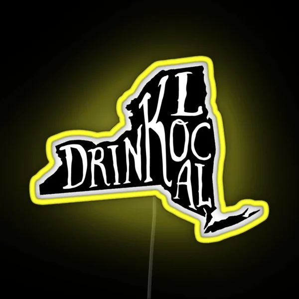 Drink Local New York State Outline Craft Beer RGB Neon Sign