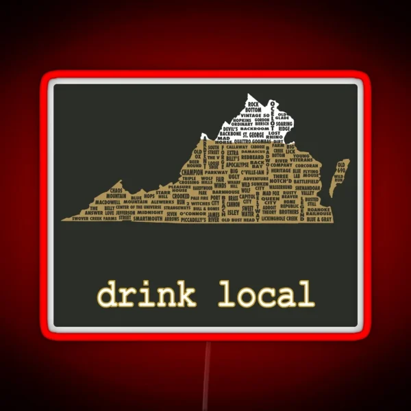 Drink Local Virginia Beer Led RGB Neon Sign