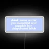 Empowering Dehydration Reproof Reminder in Vibrant Purple Neon Glow