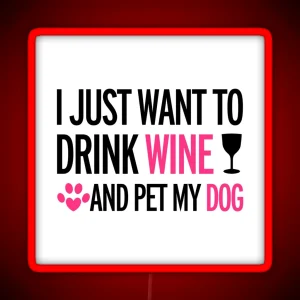 Drink Wine Pet Dog RGB Neon Sign