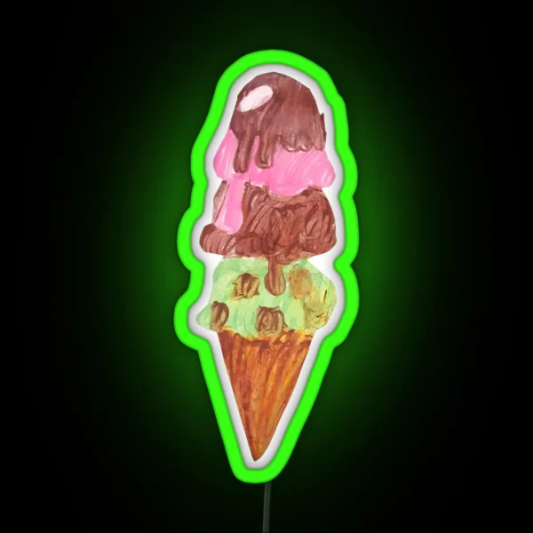 Dripping Ice Cream Cone RGB Neon Sign