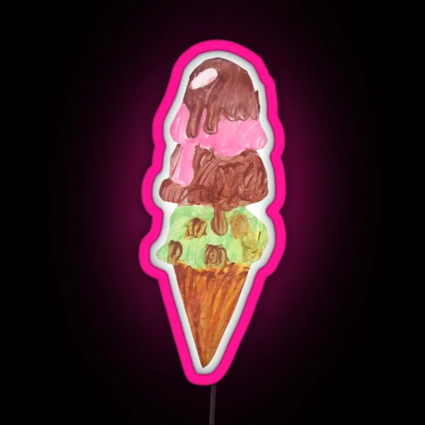 Dripping Ice Cream Cone RGB Neon Sign