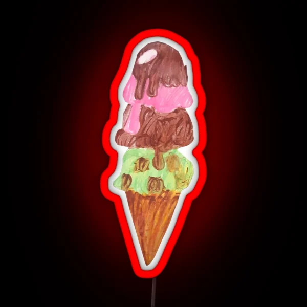 Dripping Ice Cream Cone RGB Neon Sign