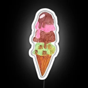 Dripping Ice Cream Cone RGB Neon Sign