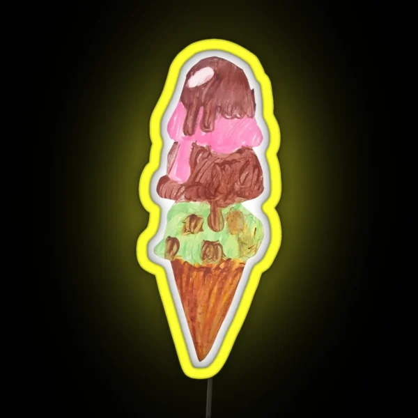 Dripping Ice Cream Cone RGB Neon Sign