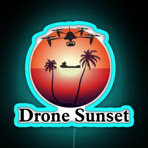 Drone Sunset Led Mug Retro Sunset Mug Drone RGB Neon Sign