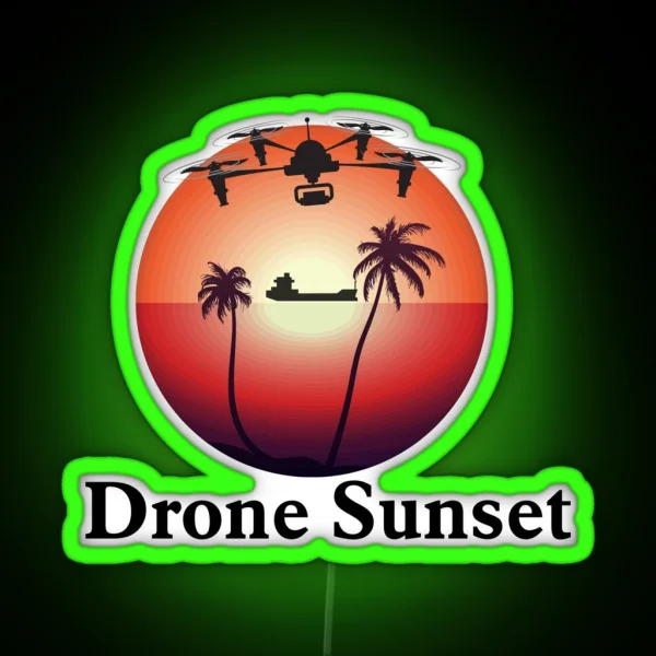 Drone Sunset Led Mug Retro Sunset Mug Drone RGB Neon Sign