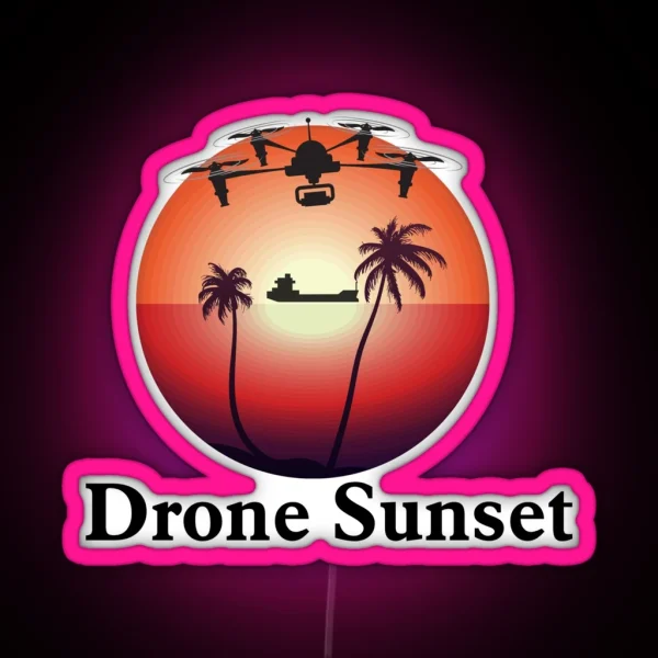 Drone Sunset Led Mug Retro Sunset Mug Drone RGB Neon Sign