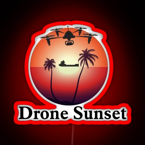 Drone Sunset Led Mug Retro Sunset Mug Drone RGB Neon Sign