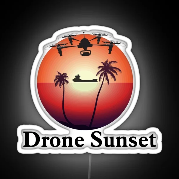 Drone Sunset Led Mug Retro Sunset Mug Drone RGB Neon Sign