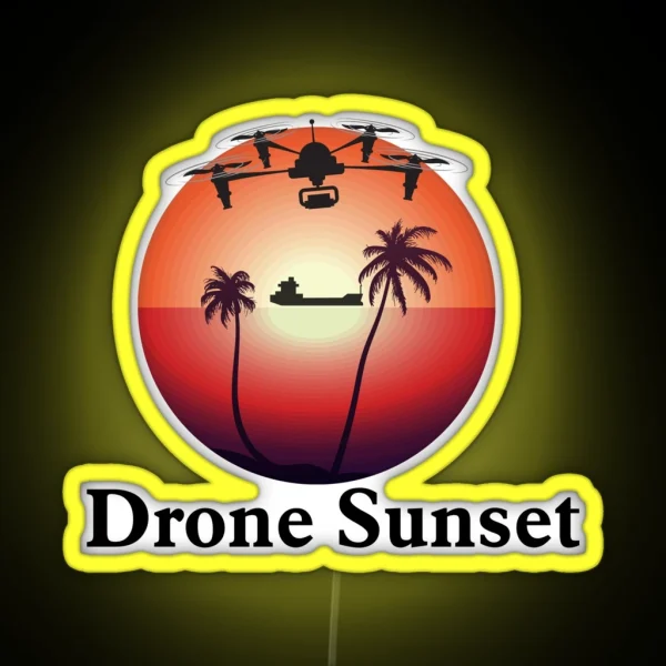 Drone Sunset Led Mug Retro Sunset Mug Drone RGB Neon Sign