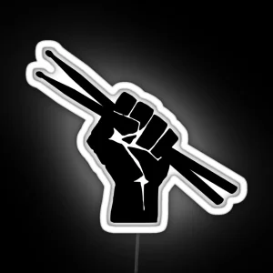 Drummer Fist With Drumsticks RGB Neon Sign